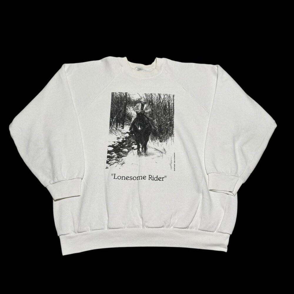 Vintage 80s Gary Grant Lonesome Rider‎ Art Crewneck Sweatshirt Adult XL